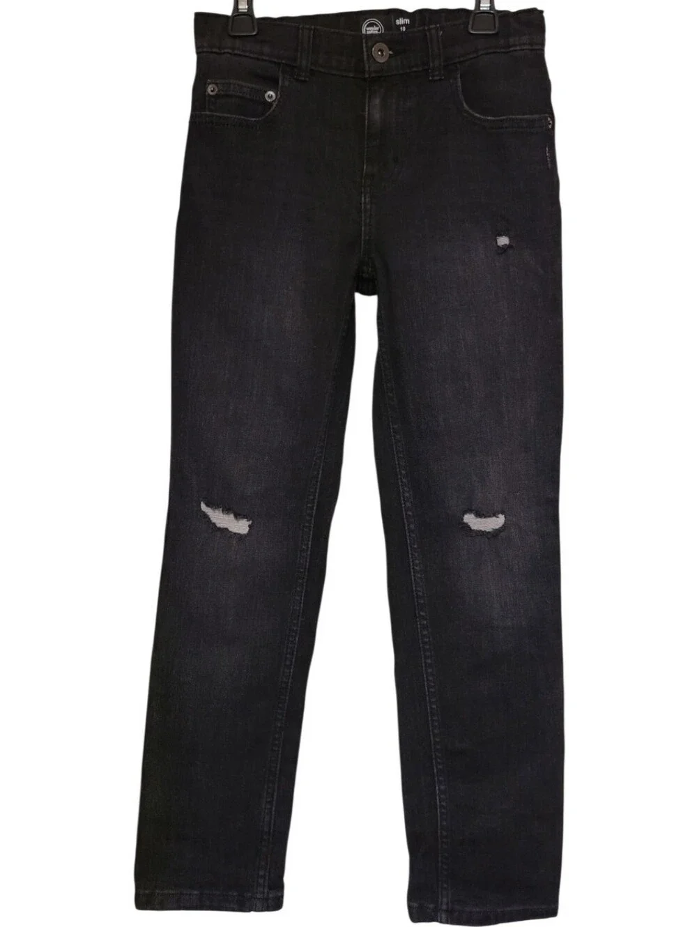 Wonder Nation Adjustable Waist Buttons Charcoal Straight Jeans Boys Size 10 Slim